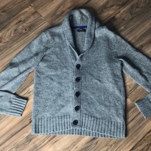 Kenneth Cole grey knitted crochet sweater  cardigan size medium